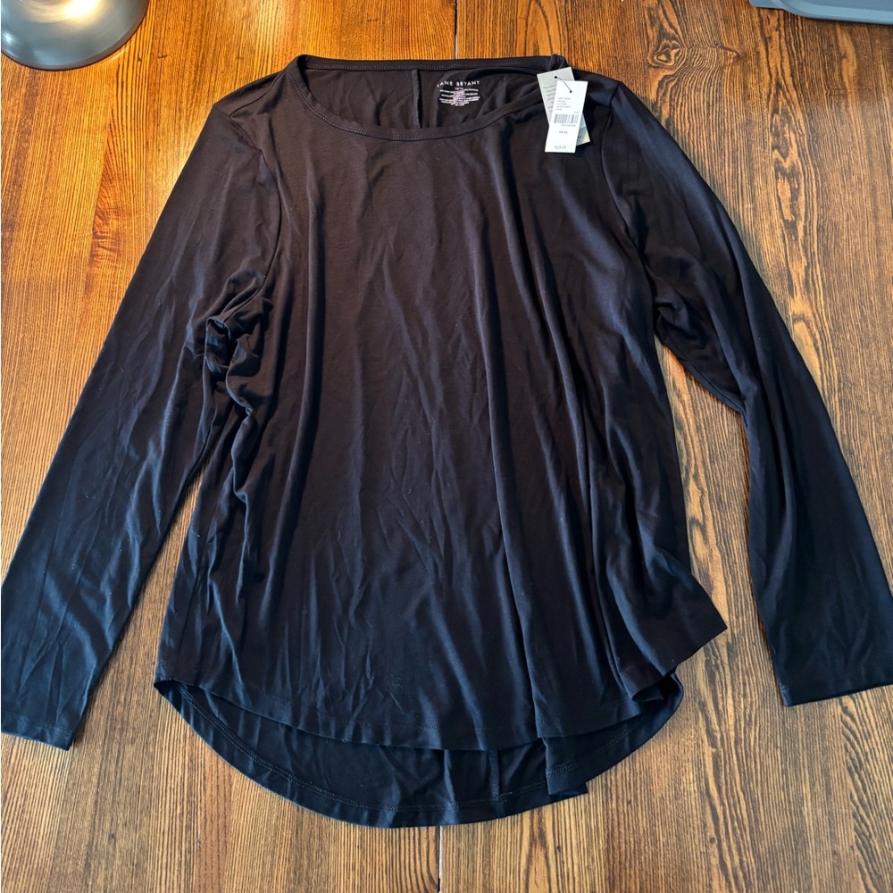 Lane Bryant Black Long Sleeve Blouse